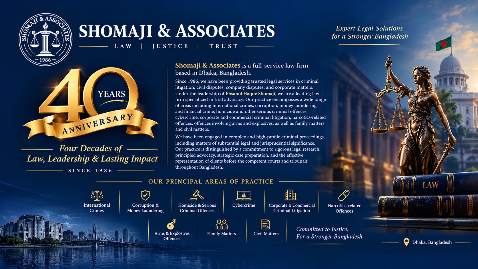 Shomaji & Associates-এর ৪০তম প্রতিষ্ঠাবার্ষিকীতে আন্তরিক শুভেচ্ছা ও কৃতজ্ঞতা